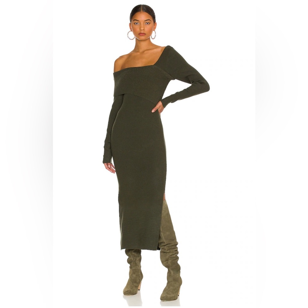 Sylvie Midi Sweater Dress in Olive